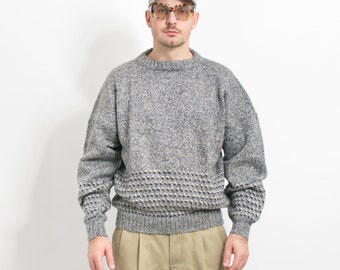 Minimalist wool sweater Vintage warm pullover jumper oversize men size L