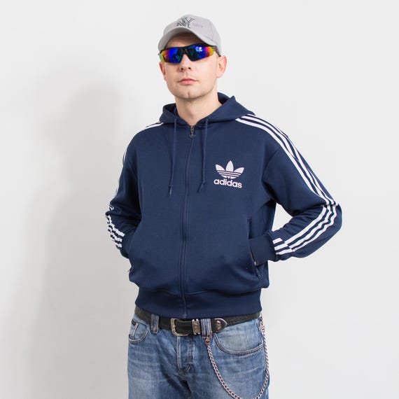 Adidas Hooded Track Jacket Y2K Tracksuit Top Men's M - Etsy