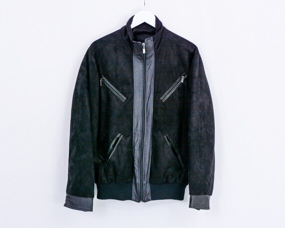 Vintage black suede bomber jacket leather italian style men - Etsy 純正オーダー Vintage black レザー jacket leather suede レザージャケット
