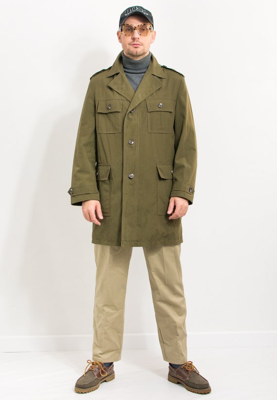 Vintage light jacket military parka in khaki gree… - image 5