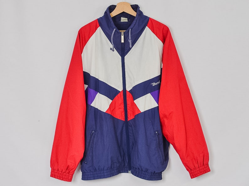 Harlev Basket jacket 90/'s windbreaker Vintage Berri oversized Sport track jacket bold blue tracksuit top hipster oldschool XL