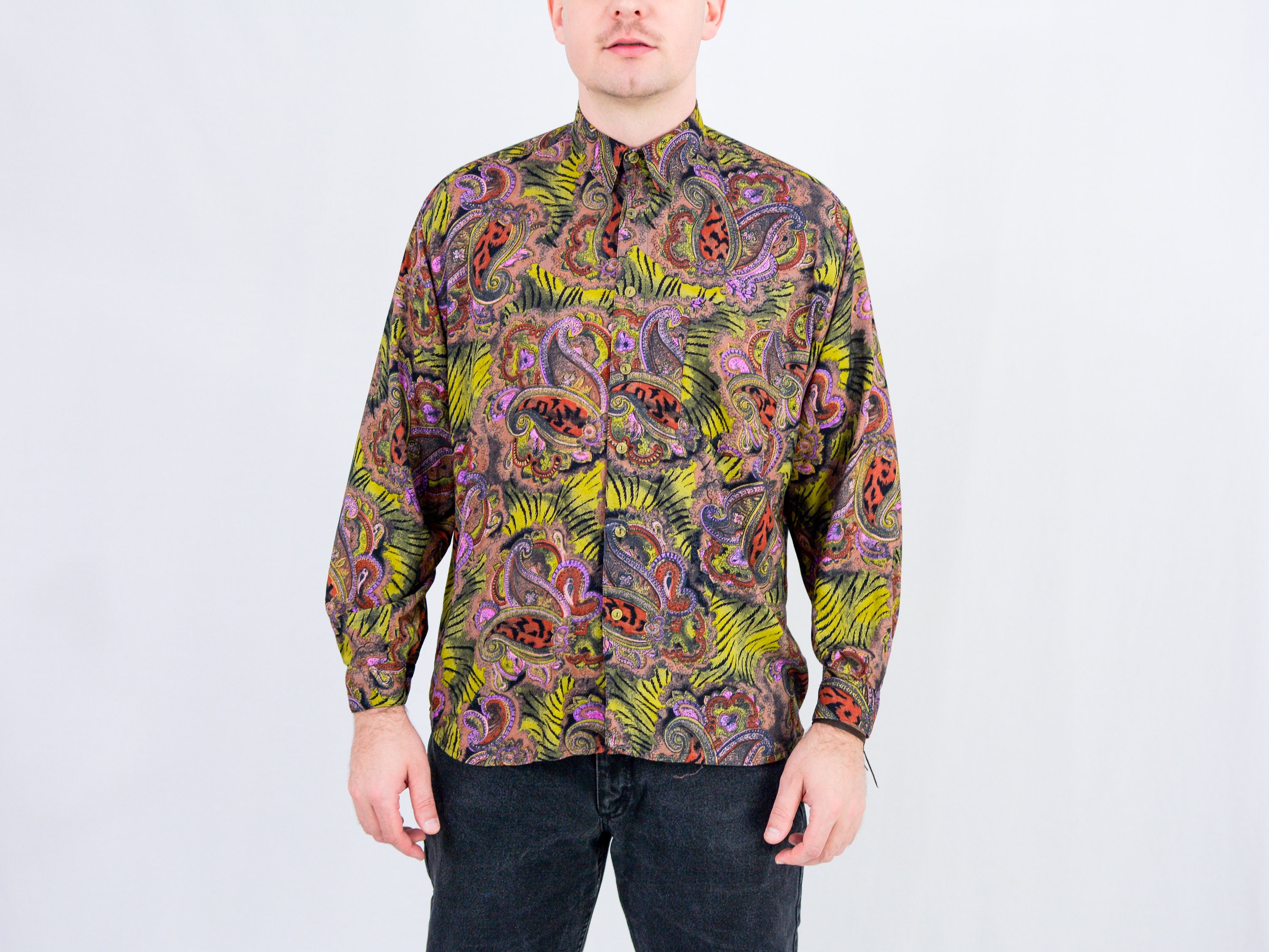 Paisley Shirt Printed Long Sleeve 90s ...