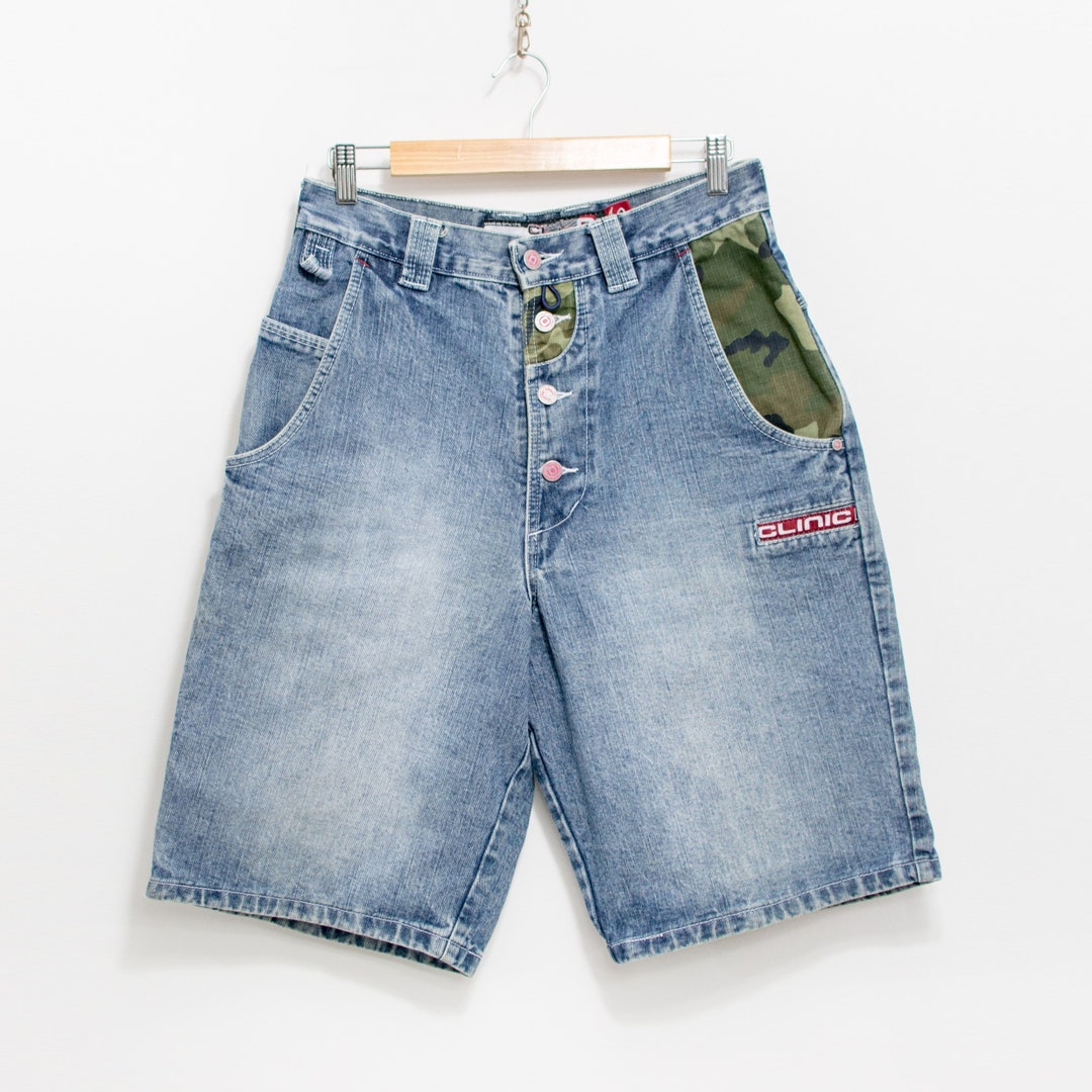 Y2K Hip-hop Shorts CLINIC Denim Jorts Baggy Men Size XS/S - Etsy