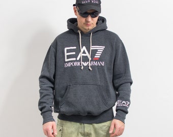 Emporio Armani hoodie grijs bedrukt sweatshirt heren maat XXL