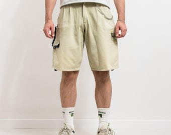 Vintage safari-cargoshort | Beige utility-broek jaren 90 heren M