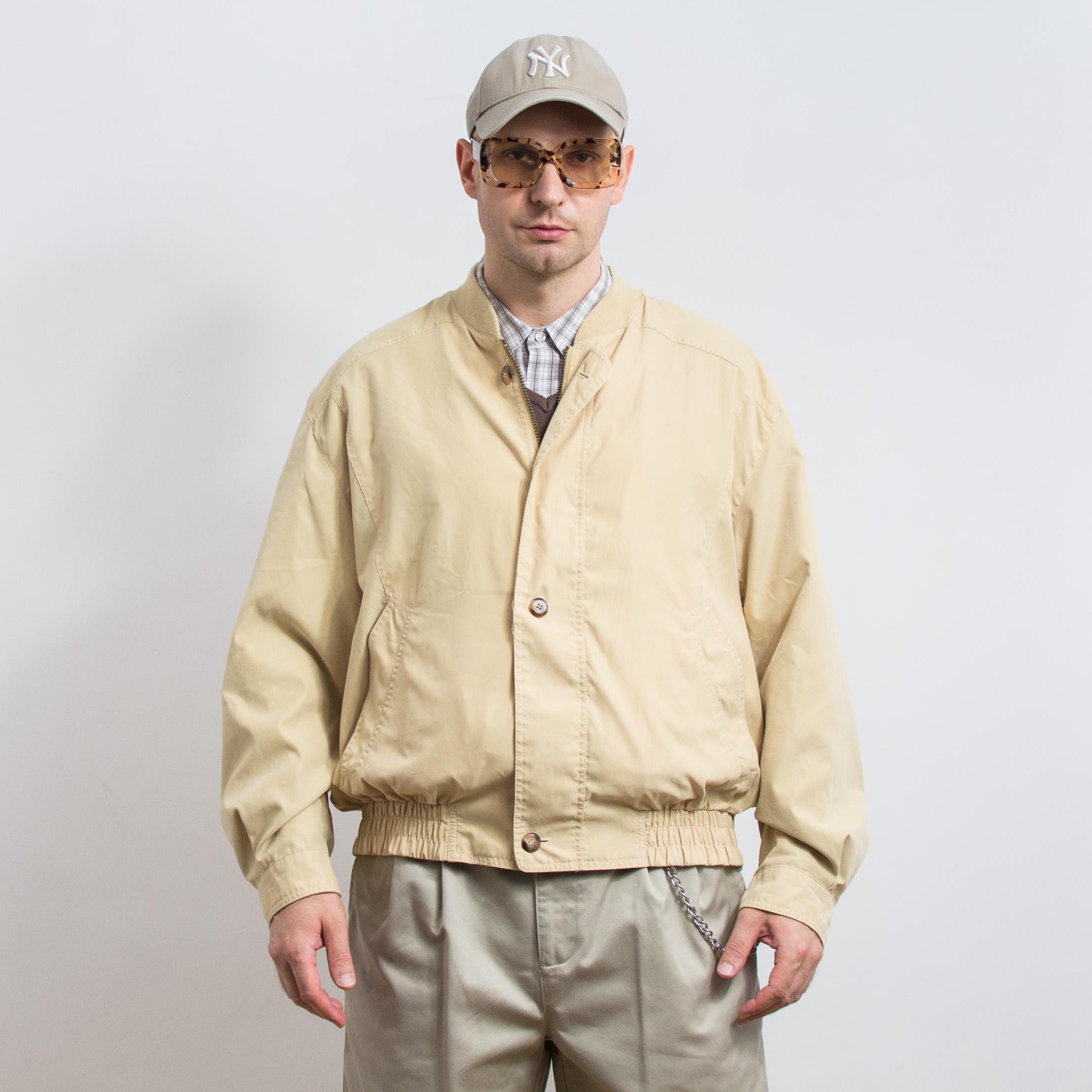 Vintage 90s Bomber Jacket | Sandy Yellow Oversized | Men's Size XL