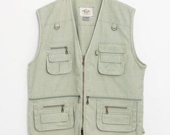 Fishing Vest Vintage Denim Cargo 90's Sleeveless Jacket Men