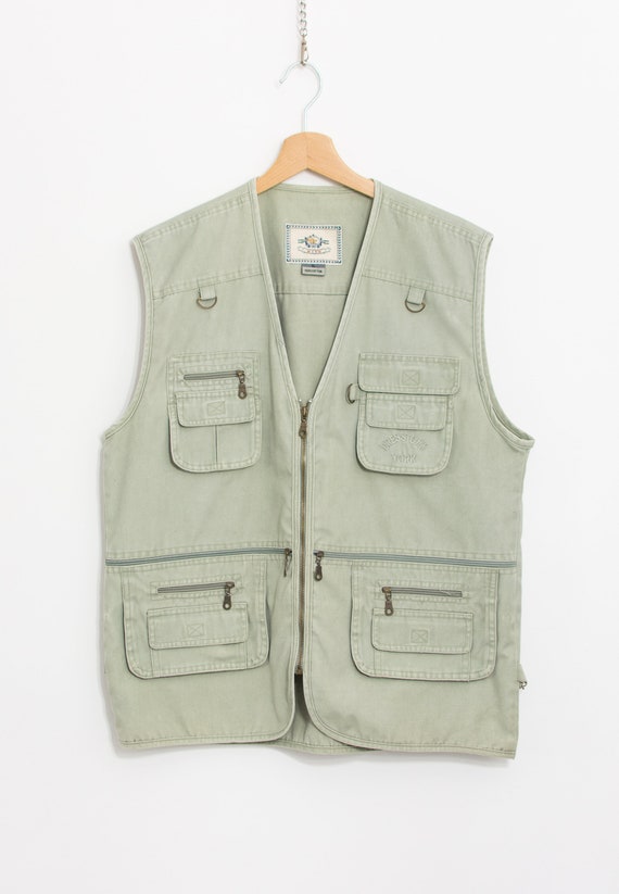 Fishing Vest Vintage Denim Cargo 90's Sleeveless Jacket Men Size L/XL -   Canada