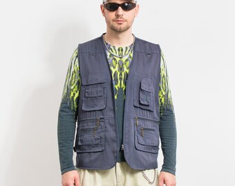 Vintage 90s Fishing Vest, Utility Cargo Multipocket Men's XL