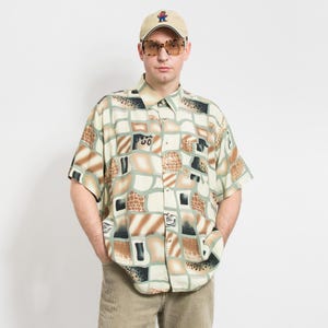 Vintage 90&#39;s short sleeve printed shirt retro top men size XXL