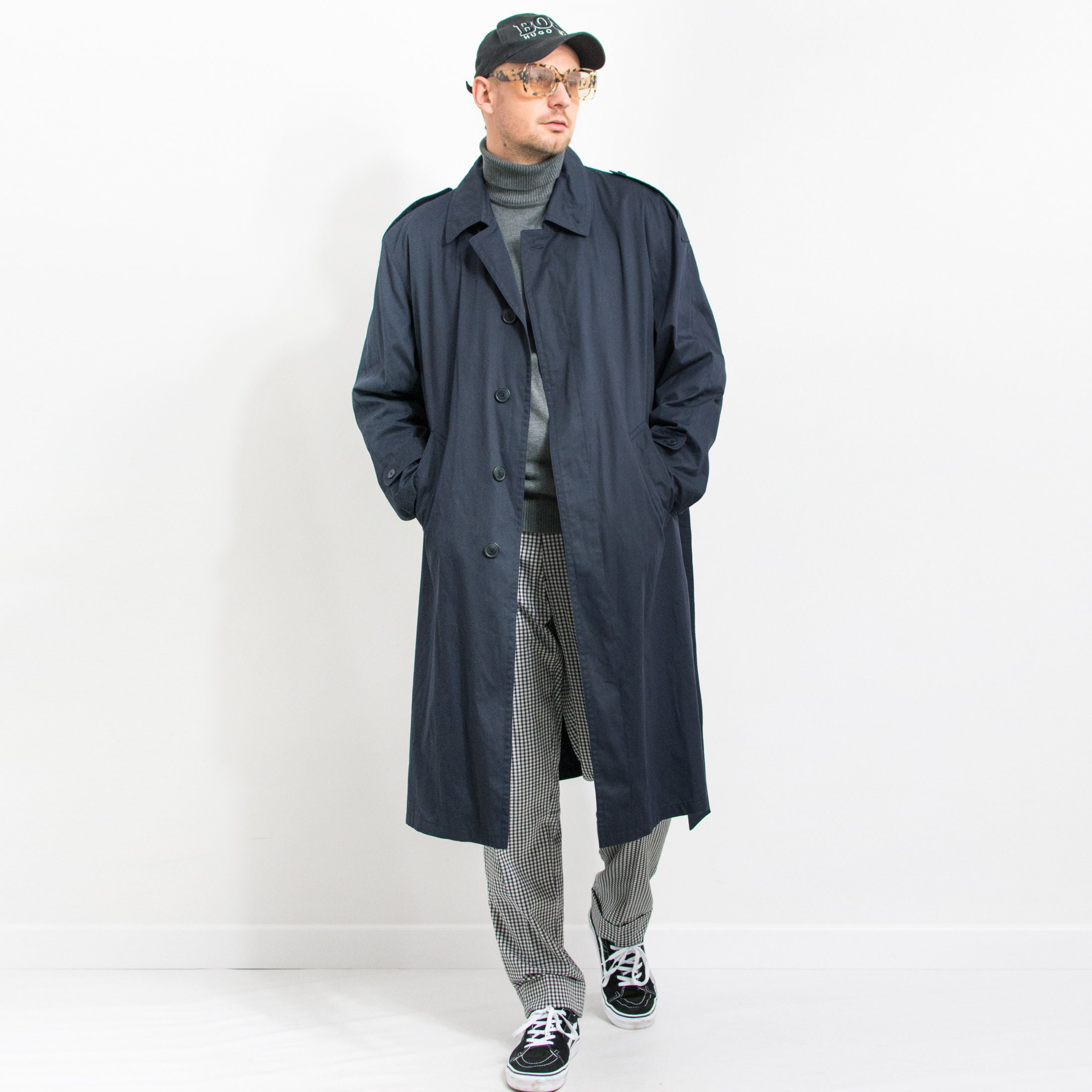Vintage 90's Light Trench Wool Cashmere Lining Spring Coat