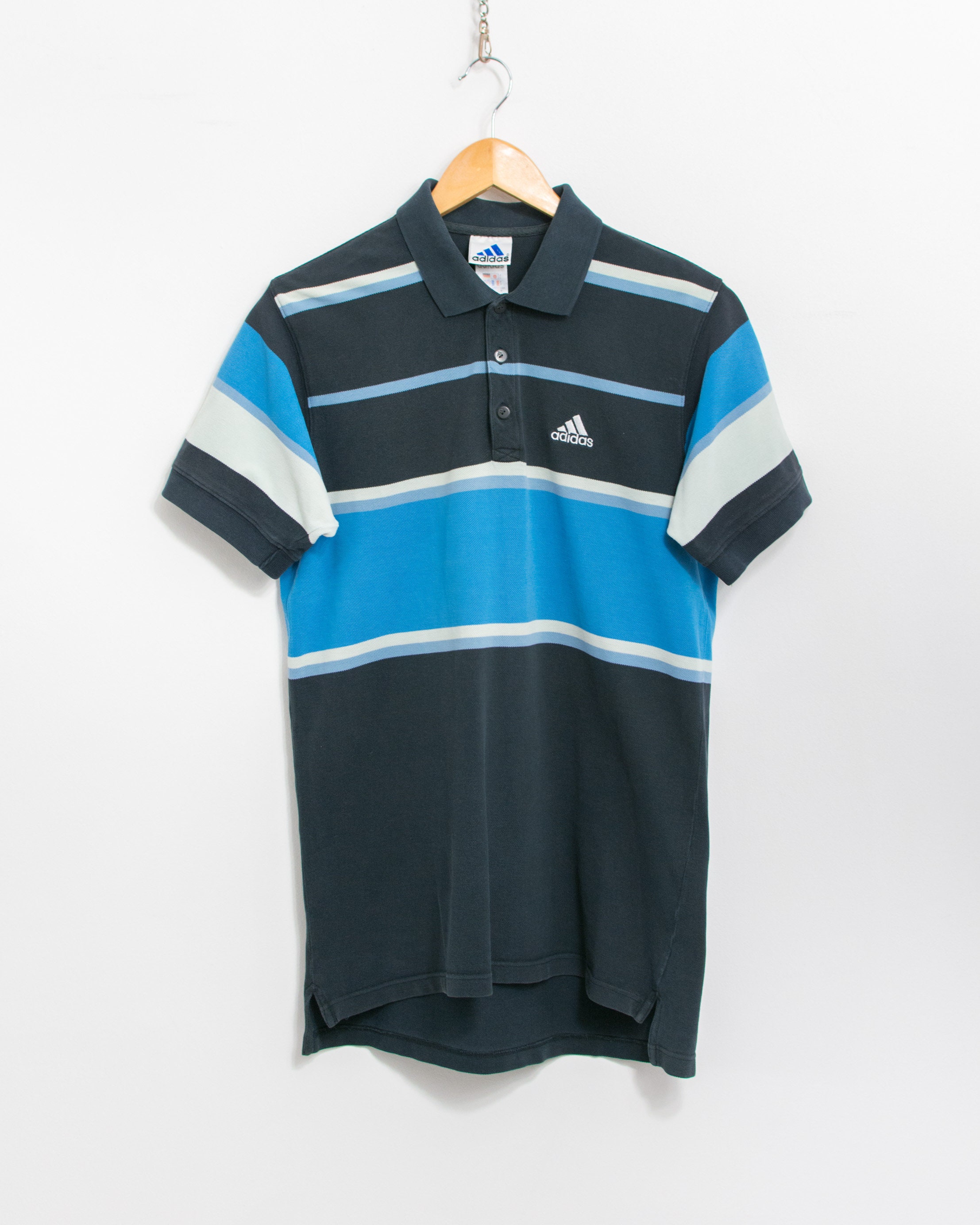 ADIDAS 90年代 ポロシャツ ヴィンテージ ストライプ 襟付き トップス 
