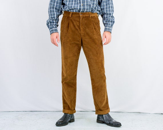 Brown Corduroy Pants Vintage Pleated 