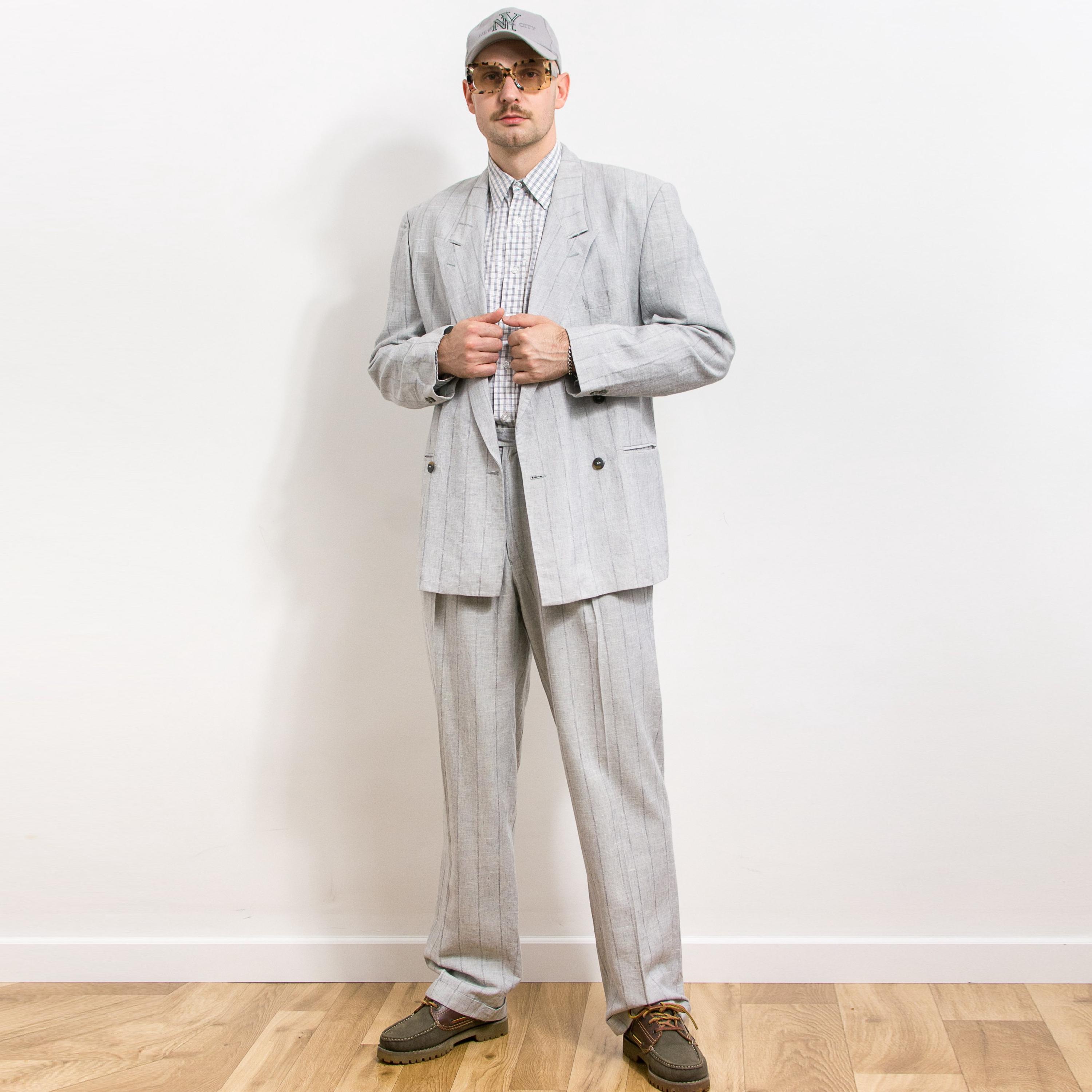 スーツ 90s vintage Double Grey Set up Suit 90s Vintage Double Suit Set-up Light Grey M