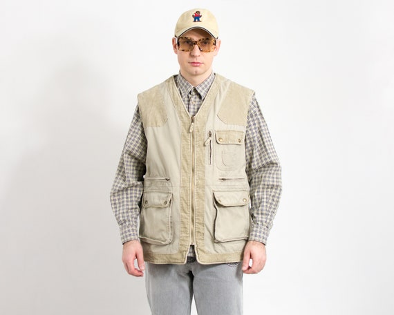 UncleEdVintage Insulated Fishing Vest Vintage Gilet 90s Cargo Hunting Sleeveless Jacket Men Size XL