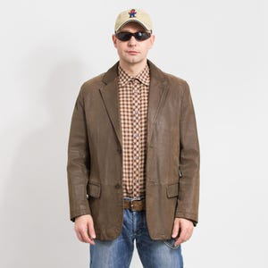 Vintage brown Leather Blazer-Style Jacket men size L