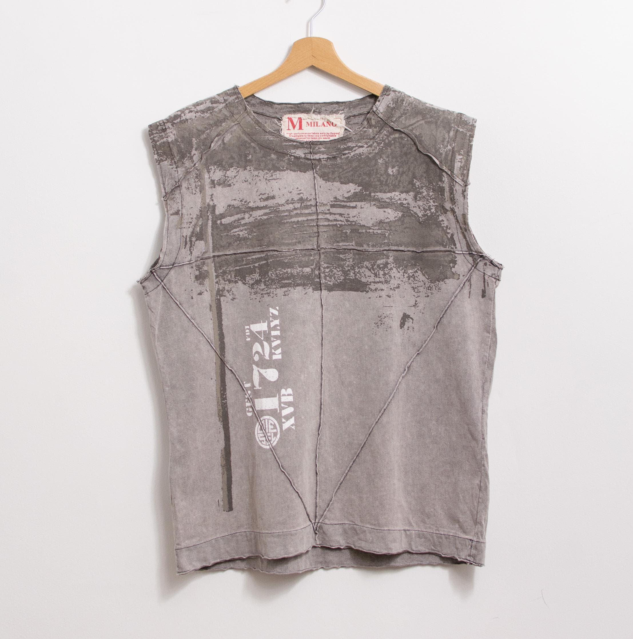 Tank Top Vintage Y2K | Grunge Sleeveless Shirt Gray Military
