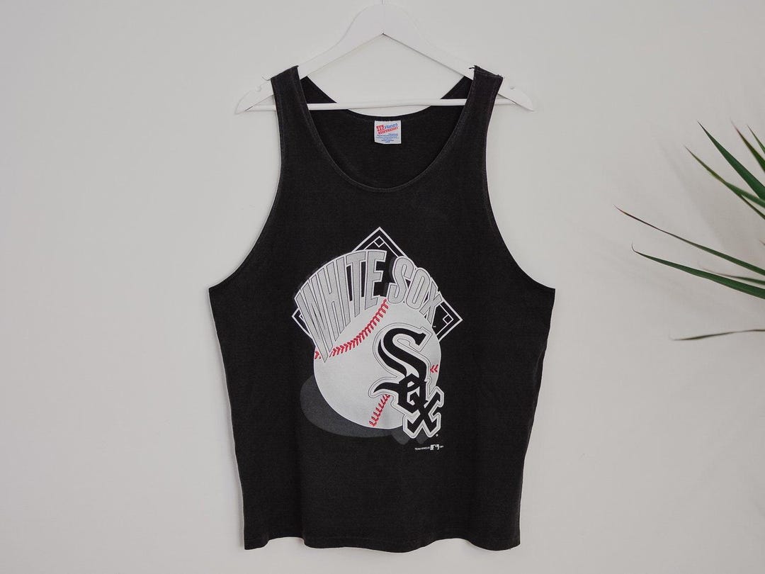 WHITE SOX Tank Top Vintage 1994 Black Printed Baseball Shirt