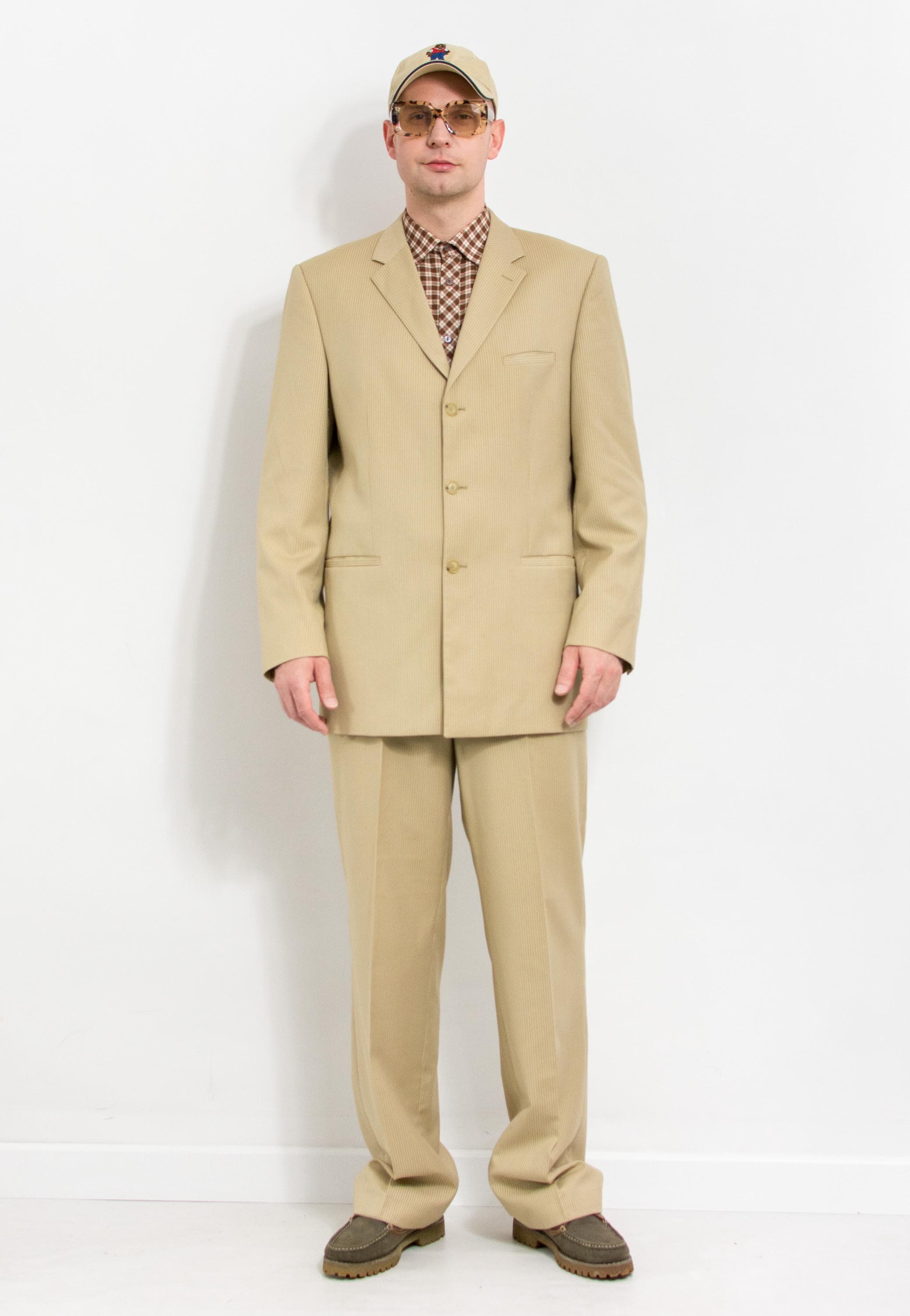Costume Complet Matinique Marron à Rayures, Taille 50 Français - Occasion En Très Bon état
