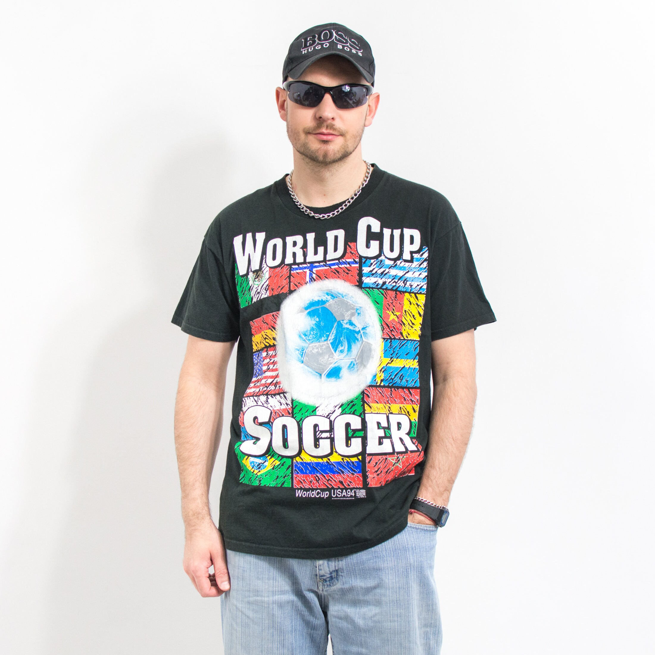 deadstock!! World Cup USA 94 Tシャツ L 90s Adidas T-shirt World Cup 1994 USA Vintage Single Stitch