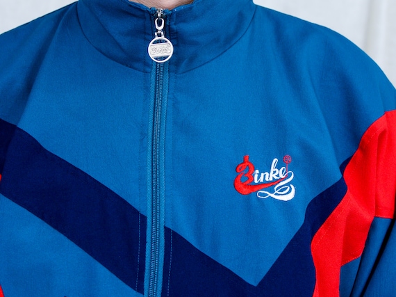 80〜90s  トラックジャケット ブルー レッド Binke Track Jacket Vintage 90s Tracksuit Top Sport Windbreaker