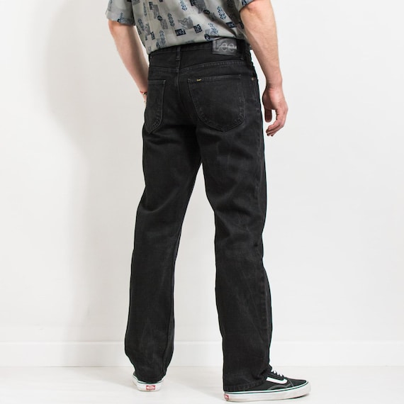 LEE Jeans Black Denim Straight Leg Brooklyn Zip Fly Men Size W34