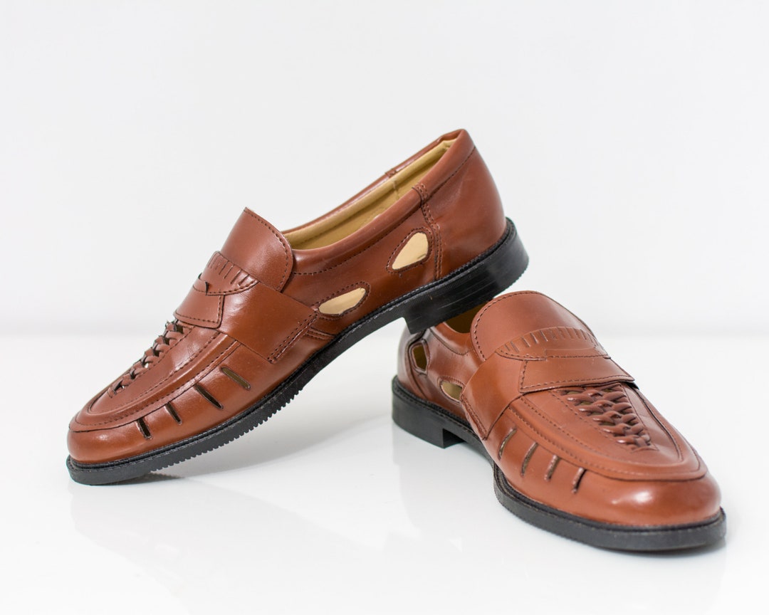 Vintage Brown Leather Slip On Loafers main image 0