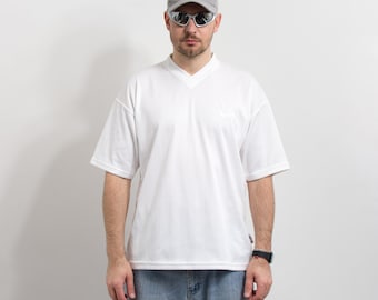 NIKE V neck t-shirt Vintage white top men size M/L