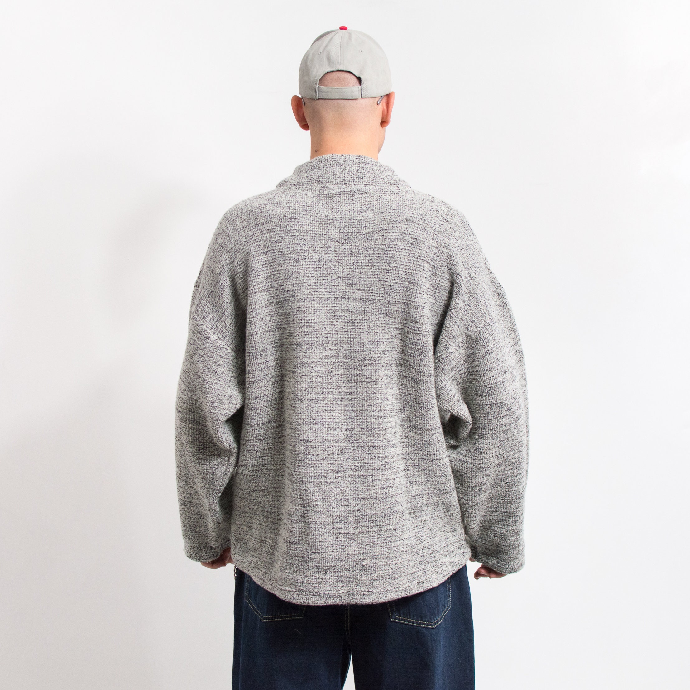 Vintage 90's Wool Jumper Chunky Sweater Mockneck Oversized