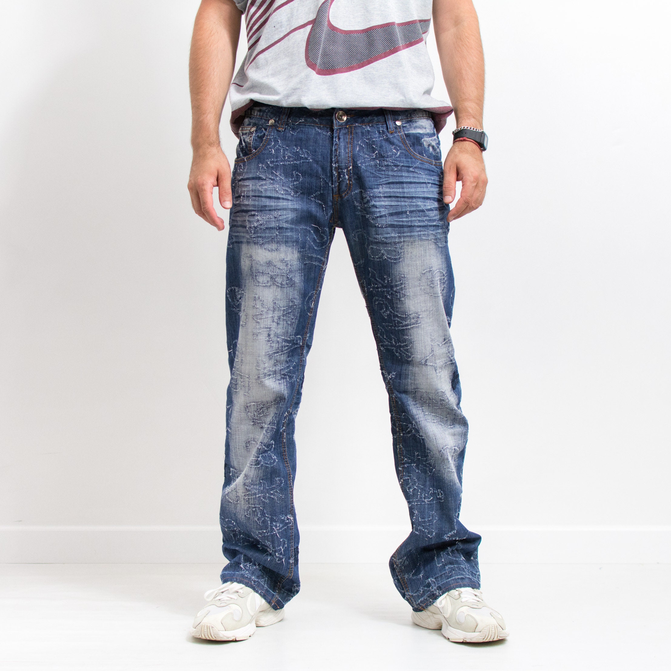 ヴィンテージ Y2K ジーンズ ダメージ加工 ブルーデニム メンズ サイズ