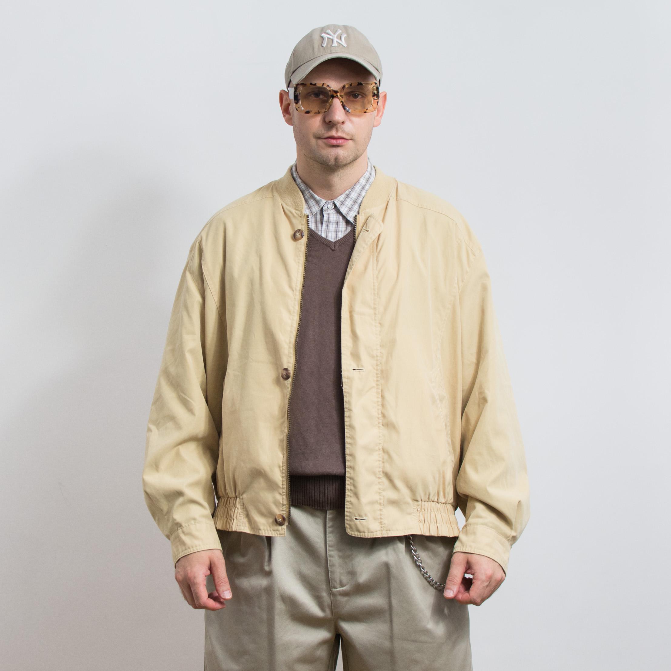 Vintage 90s Bomber Jacket | Sandy Yellow Oversized | Men's Size XL