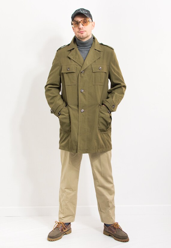 Vintage light jacket military parka in khaki gree… - image 7