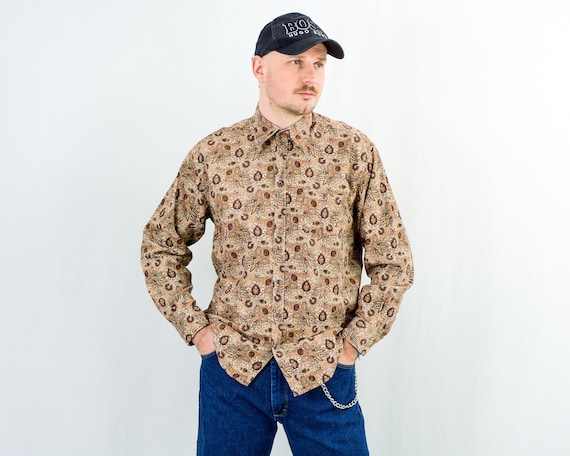 50s Brent print corduroy shirt 絣柄 Buy Printed Corduroy Shirt