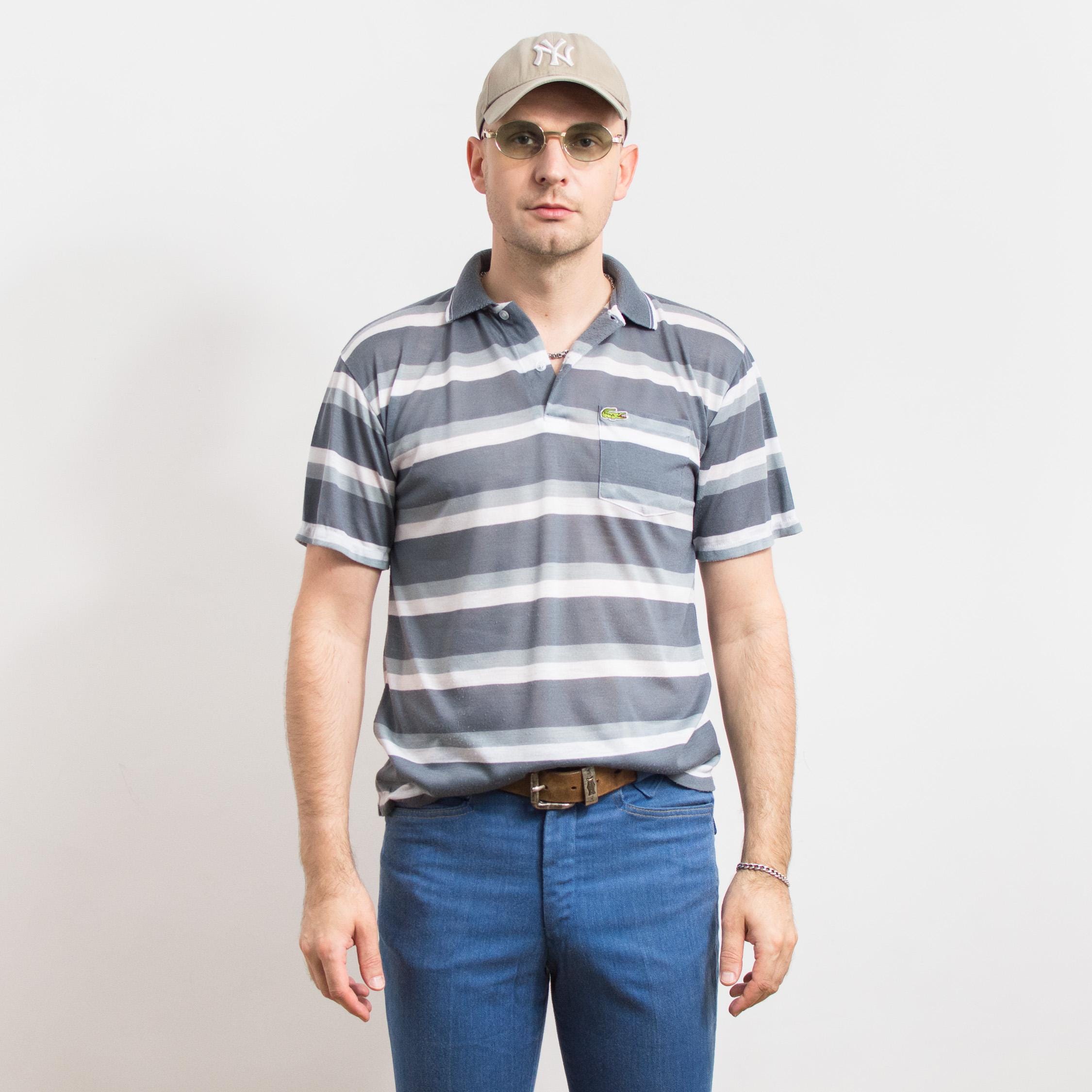 LACOSTE Striped Polo Shirt | Vintage Short Sleeve Preppy Top