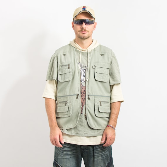 ウェア 90s LAND'S END fisherman vest Fishing Vest Vintage Denim Cargo 90's Sleeveless Jacket Men