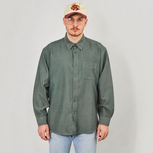 St. Michael Marks&Spencer shirt Vintage 90&#39;s green long sleeve collared men XL