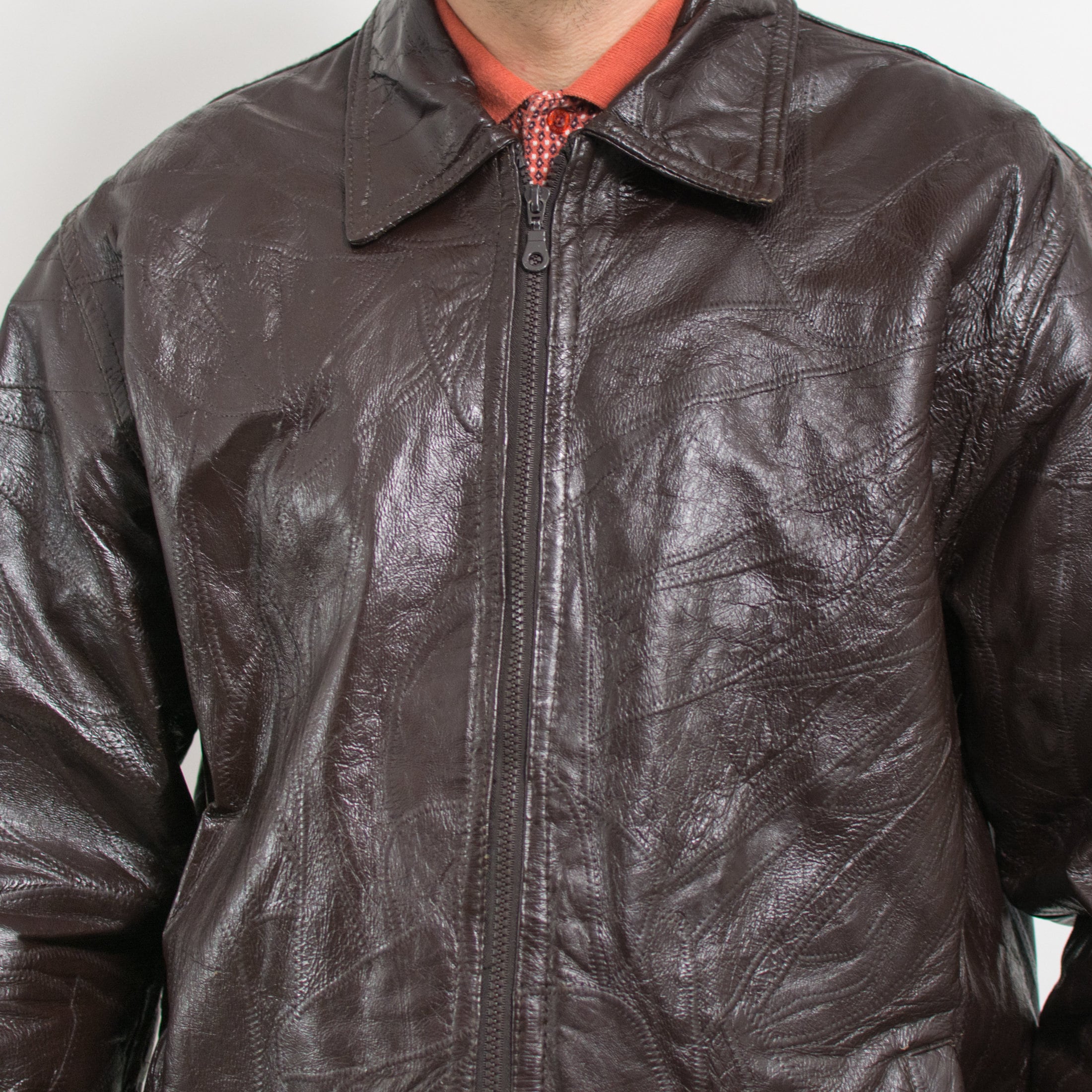 Patchwork Leather Jacket Vintage 90