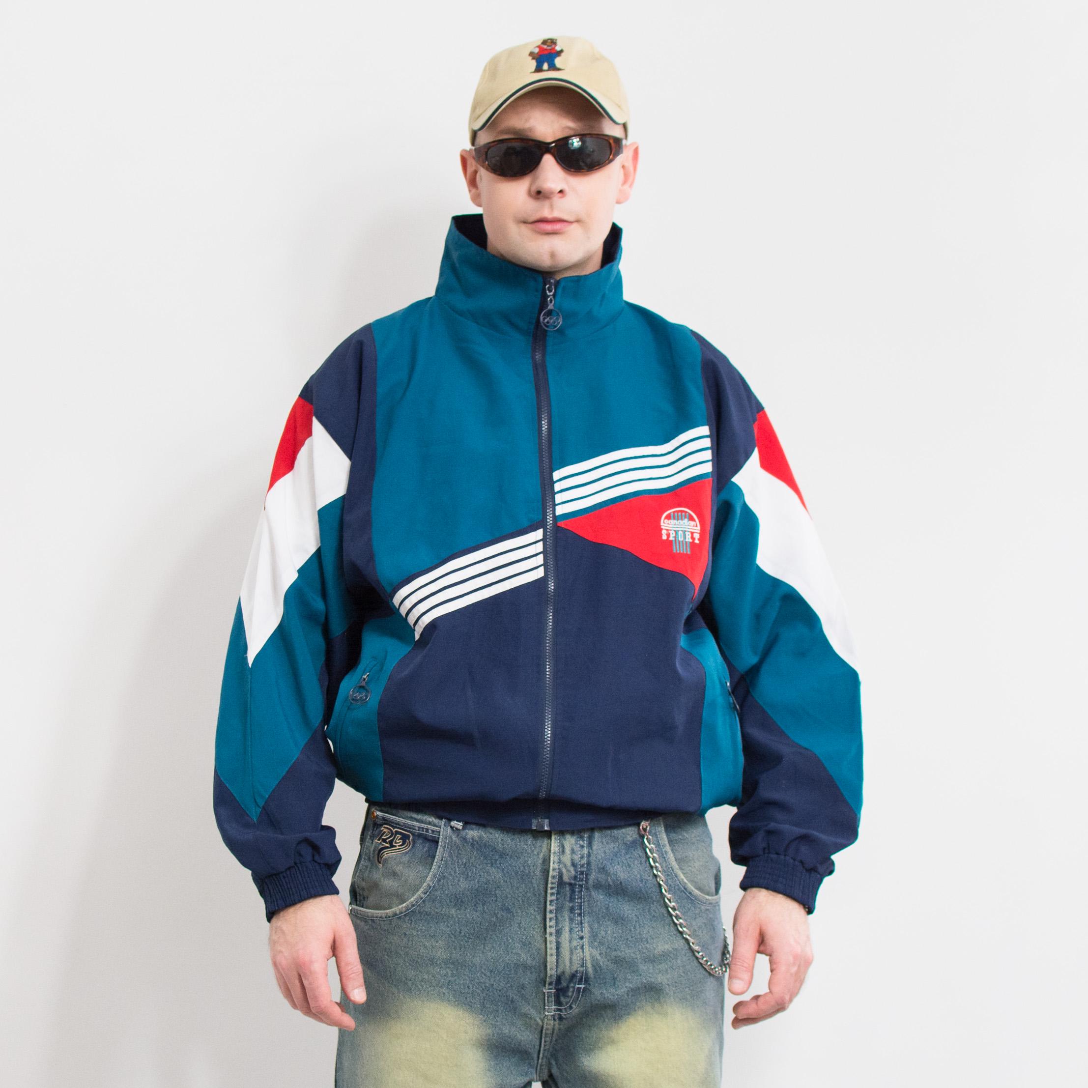 Vintage 90s Track Jacket Colorblock Windbreaker Size L - Etsy