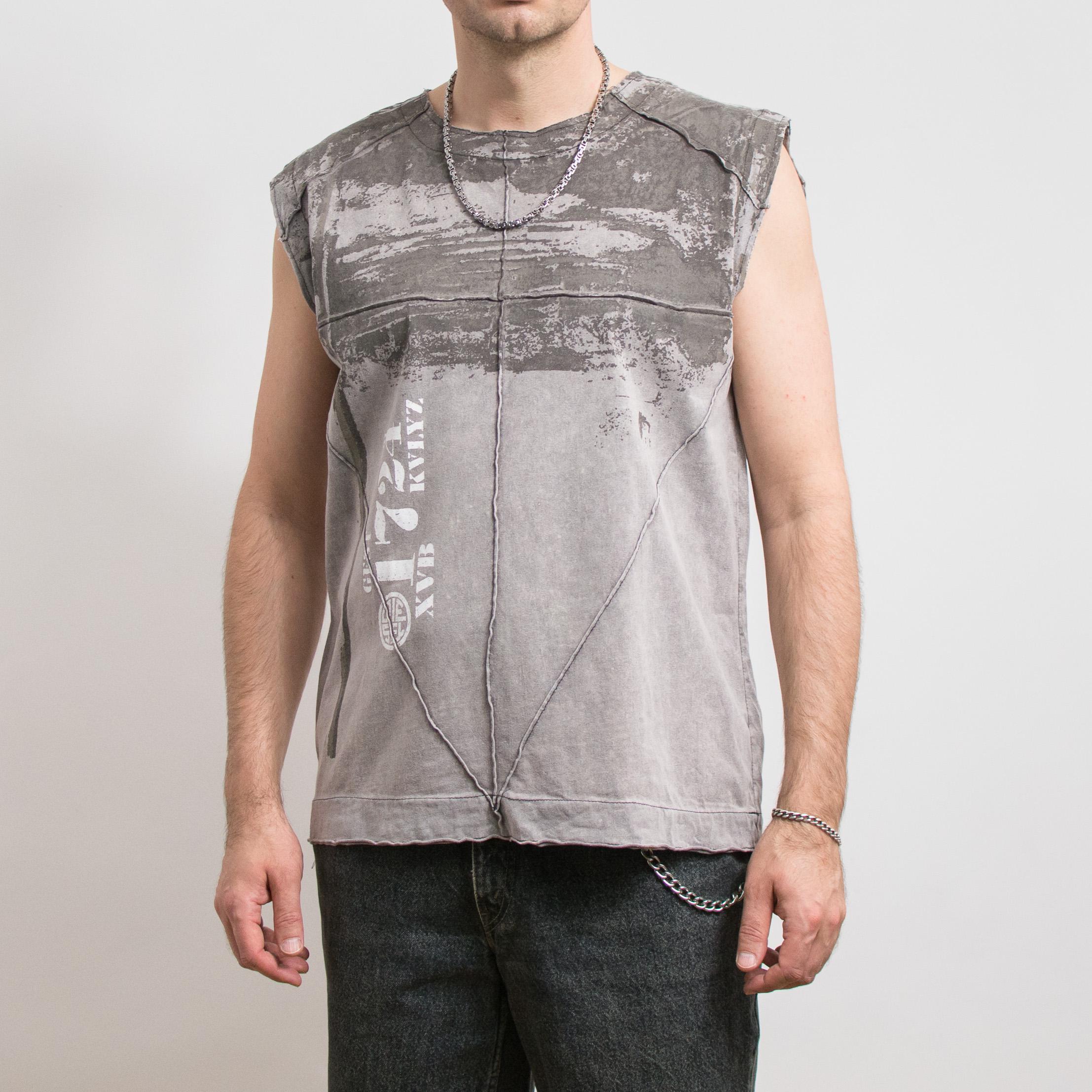 Tank Top Vintage Y2K | Grunge Sleeveless Shirt Gray Military