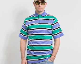 Pringle of Scotland polo shirt Nick Faldo golfer Vintage striped top size M