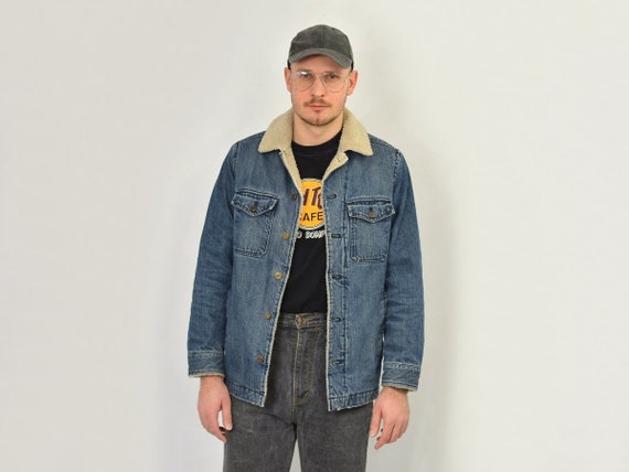 GAP sherpa giacca jeans oversize vintage Shearling blu hipster | Etsy Italia