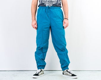 Pantalon de piste des années 90 vintage pantalon de survêtement vert nylon athlétique XL / XXL