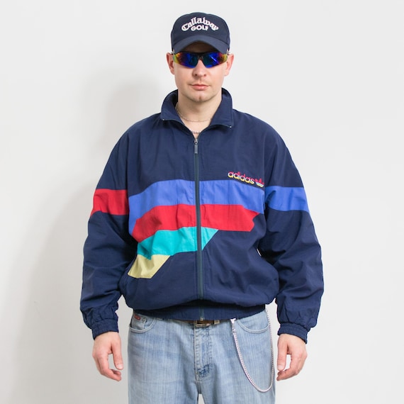 アディダス 80's ヴィンテージジャケット ADIDAS 80's Track Jacket Vintage Shell Colorblock Men Size L - Etsy
