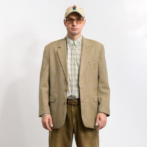 Tweed Jacket Blazer Dark Gray Casual Preppy Vintage 80's