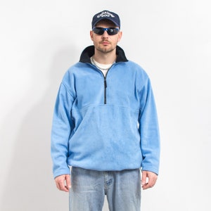 Fleece sweatshirt blue pullover warm oversized men size XL