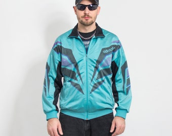 ADIDAS 80's Vintage Track Jacket Zip up Multi Color Men Size M