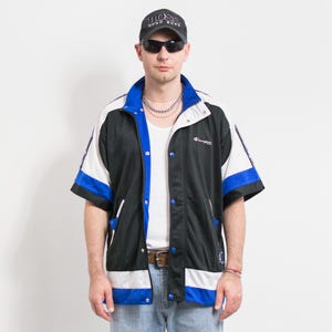 CHAMPION tracksuit top vintage short sleeve jersey men size M