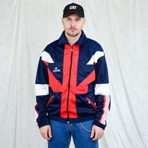 Vintage Uhlsport Track Jacket, 90s Red Blue Windbreaker