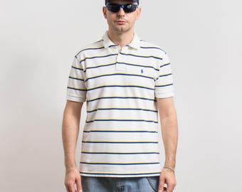 Vintage Polo Ralph Lauren Striped Polo Shirt | preppy short sleeve | men's size L