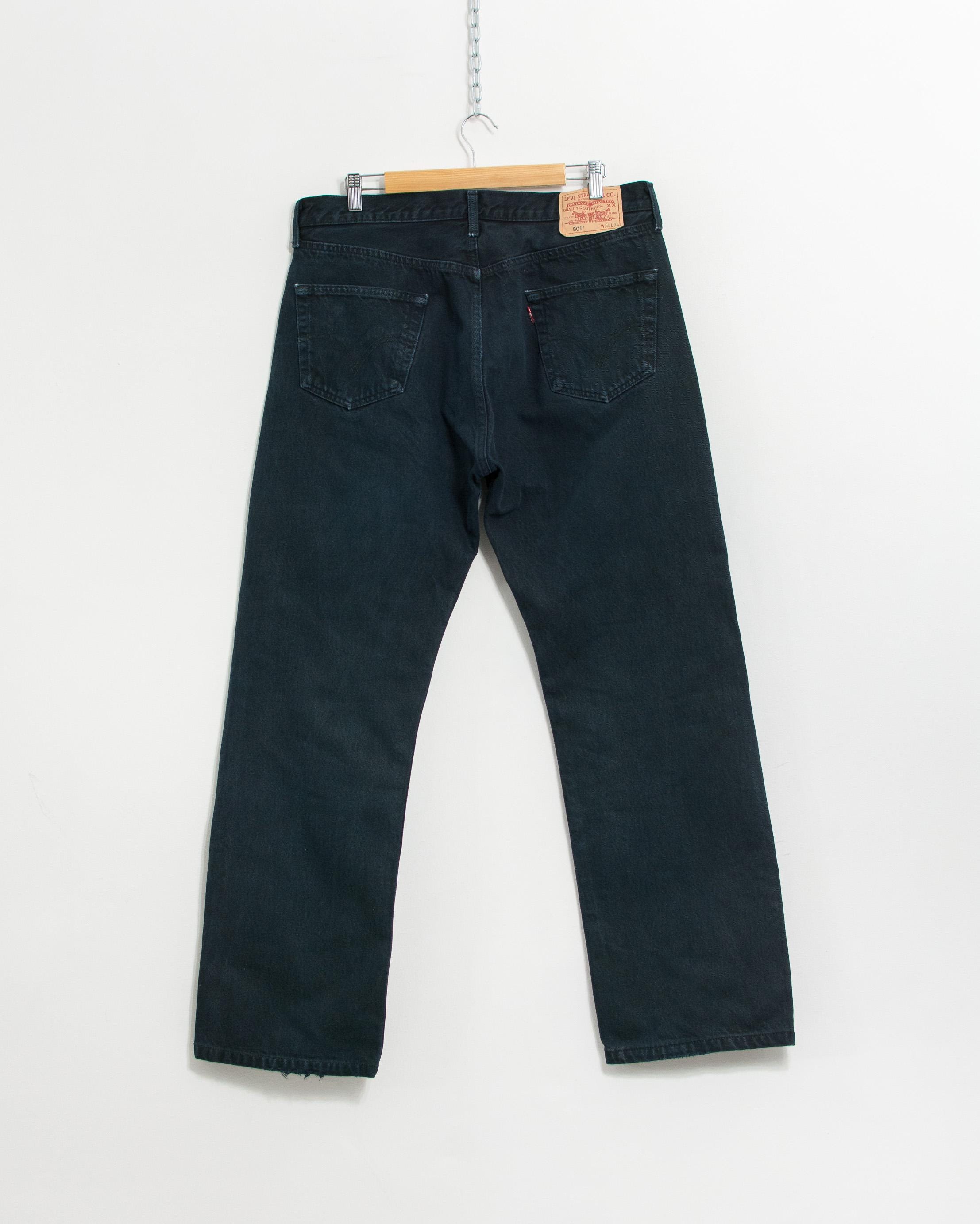 Black LEVI'S 501 Jeans Vintage Denim Distressed Men Size W36 L31